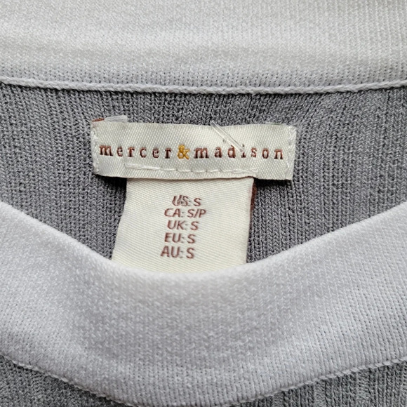 Mercer &  Madison Casual Neutral Short sleeve Rayon bland Top- Grey/White - Picture 7 of 10